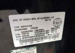 2012 HONDA PILOT TOURING