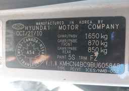 2011 HYUNDAI ACCENT GL