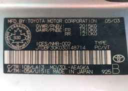2003 TOYOTA CAMRY LE V6