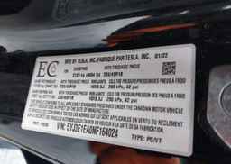 2022 TESLA MODEL 3 RWD
