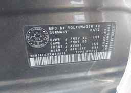 2012 VOLKSWAGEN GOLF 2.5L COMFORTLINE