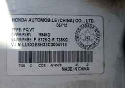 2012 HONDA FIT DX-A