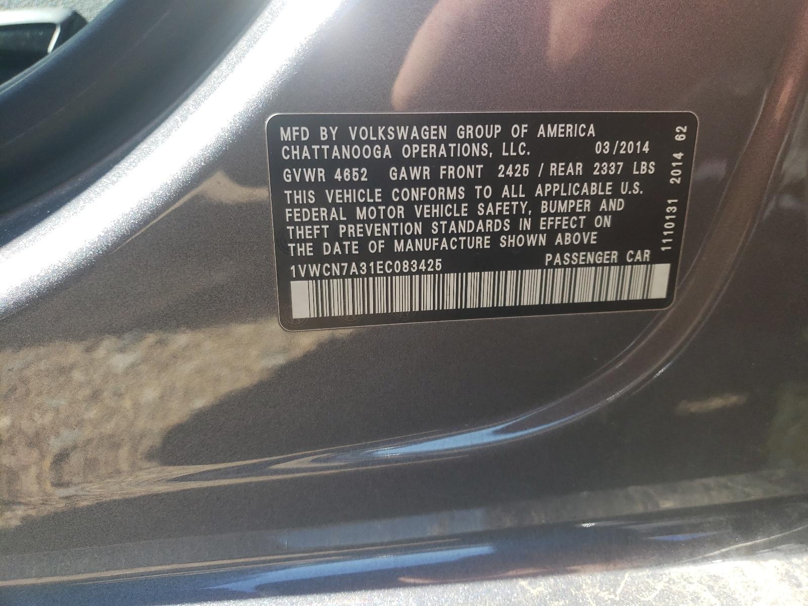 2014 VOLKSWAGEN Passat
