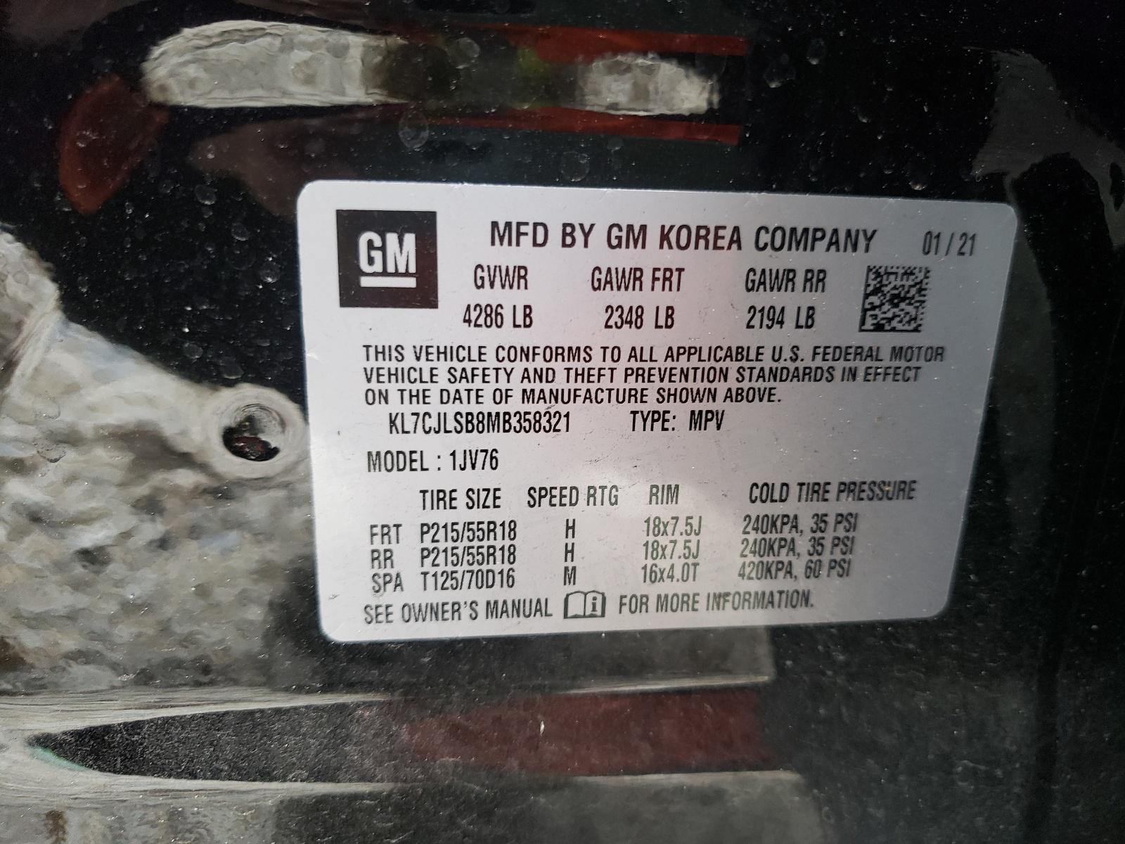 2021 CHEVROLET TRAX