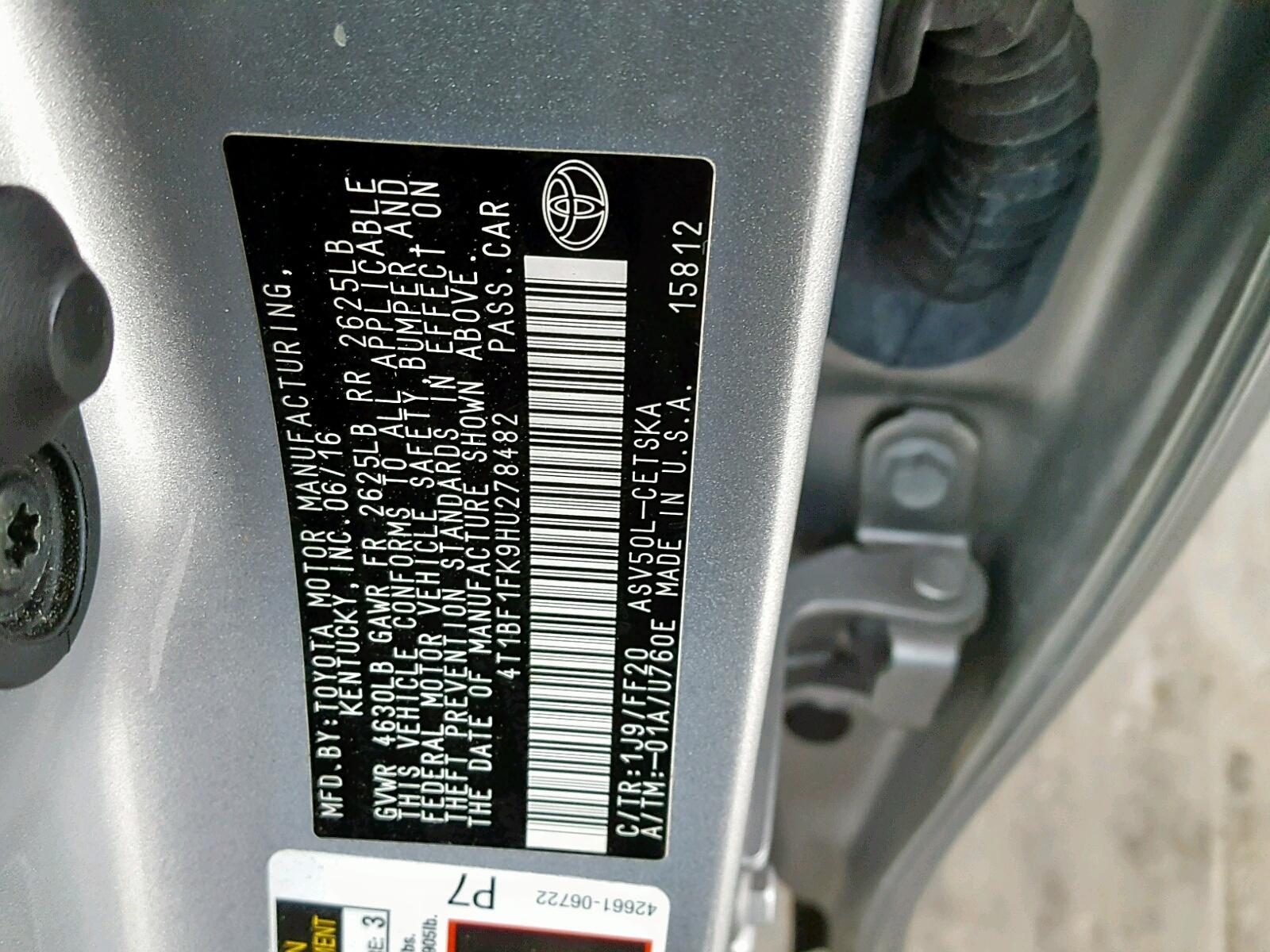 2017 TOYOTA CAMRY