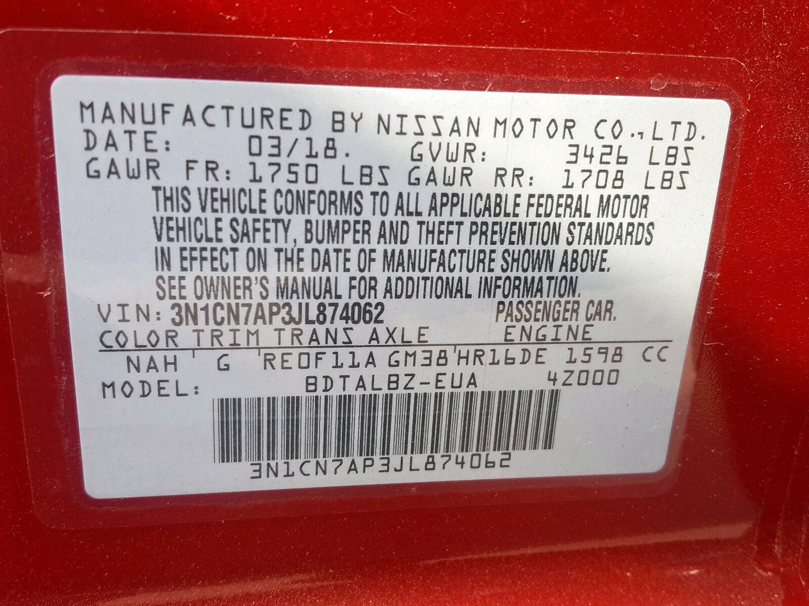2018 NISSAN VERSA