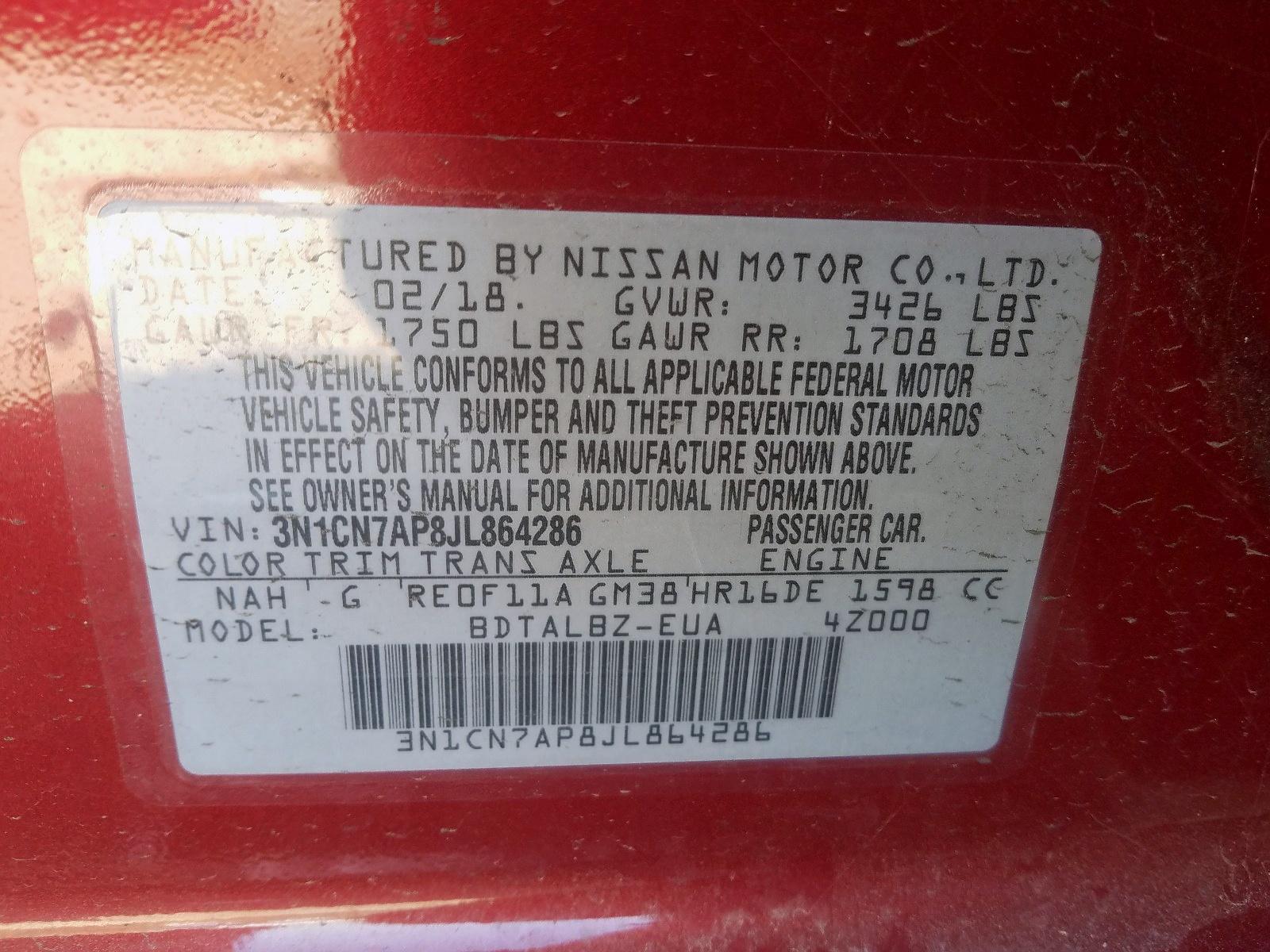 2018 NISSAN VERSA