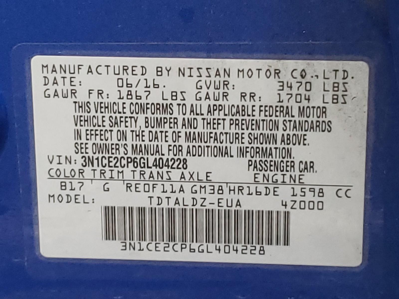 2016 NISSAN VERSA