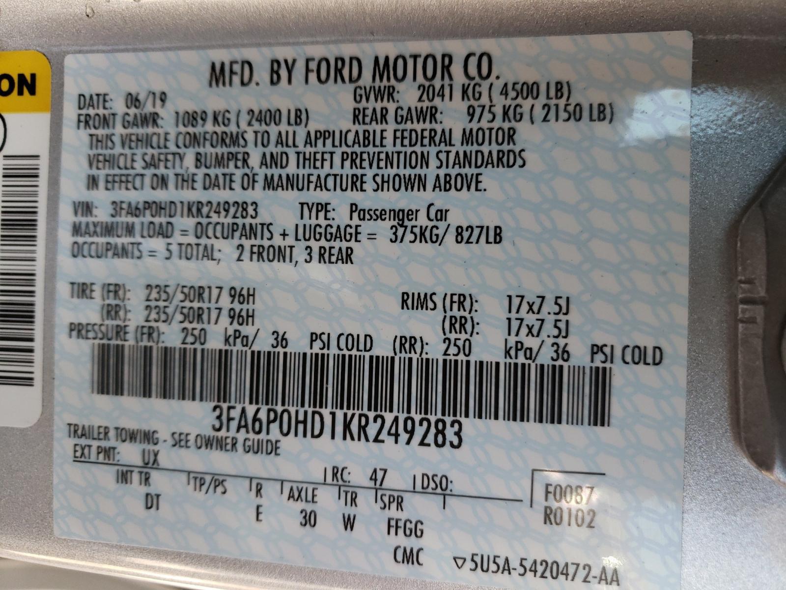 2019 FORD FUSION