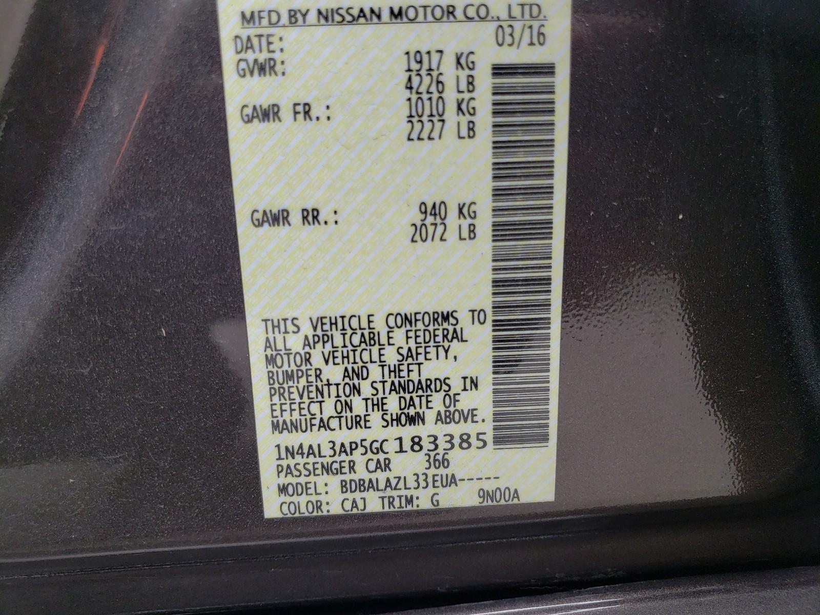 2016 NISSAN ALTIMA