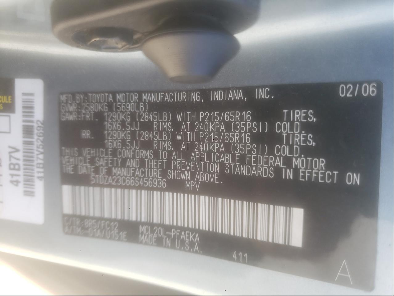 2006 TOYOTA SIENNA