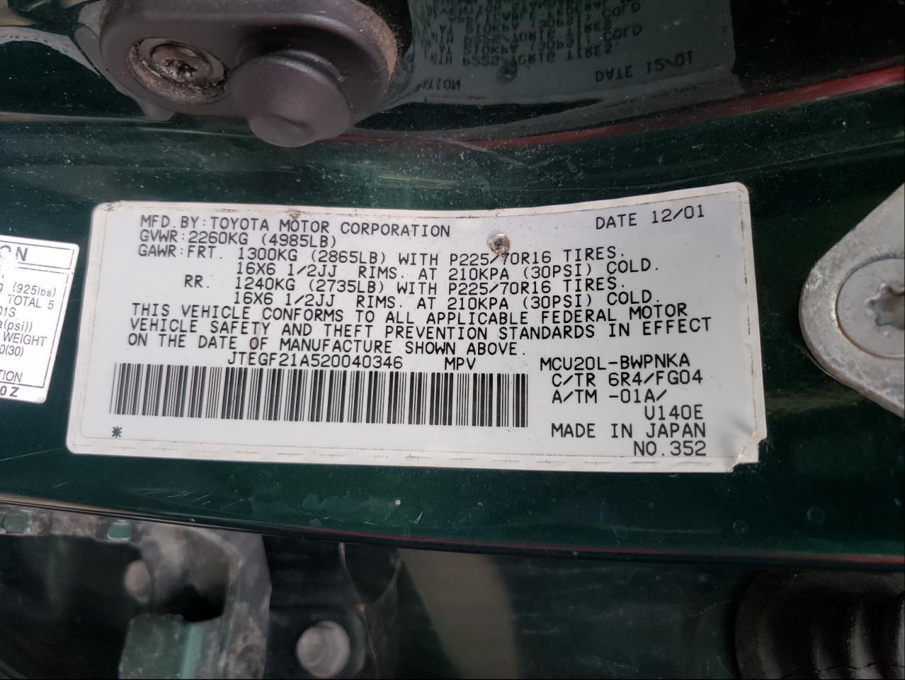 2002 TOYOTA HIGHLANDER