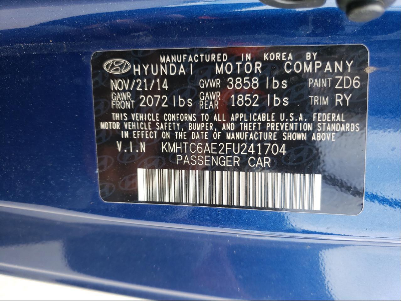 2015 HYUNDAI VELOSTER