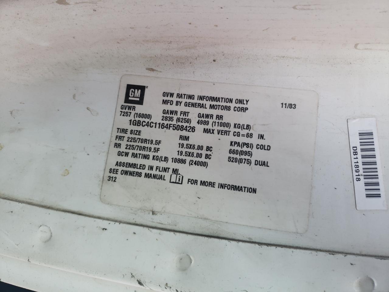 2004 CHEVROLET C4500