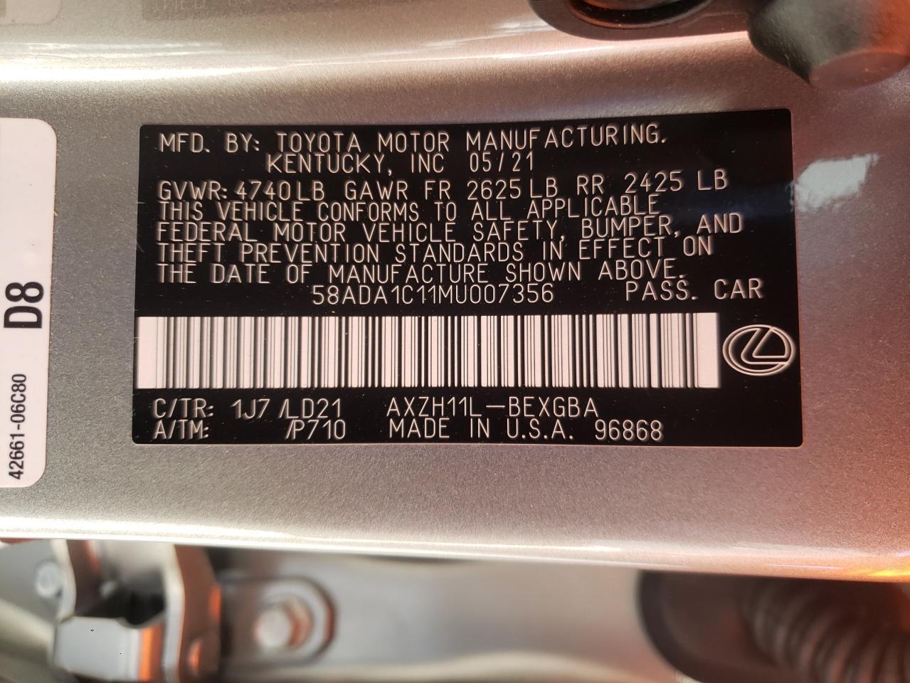 2021 LEXUS ES 300H