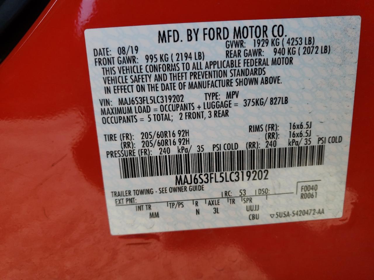 2020 FORD EcoSport