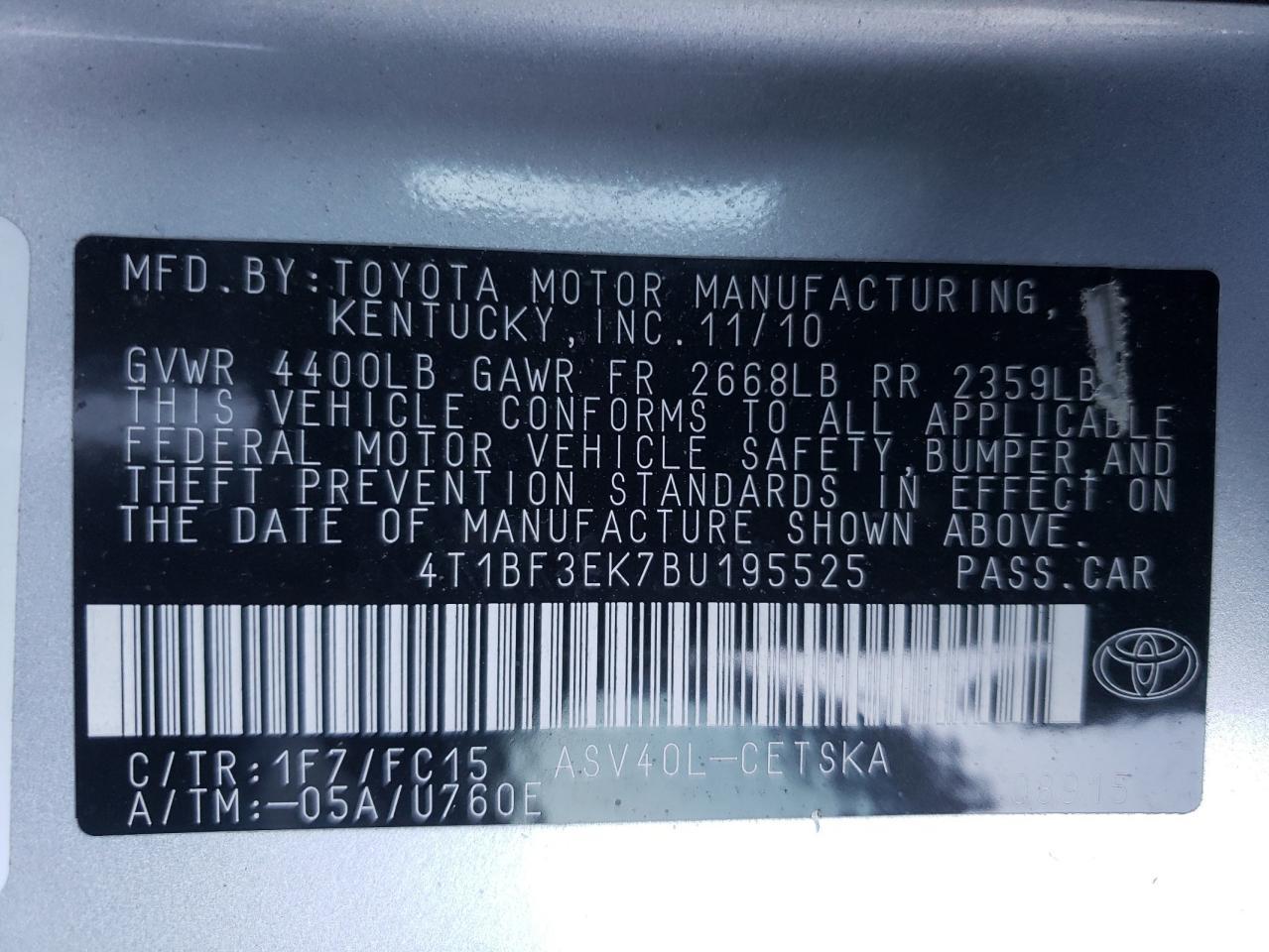 2011 TOYOTA CAMRY