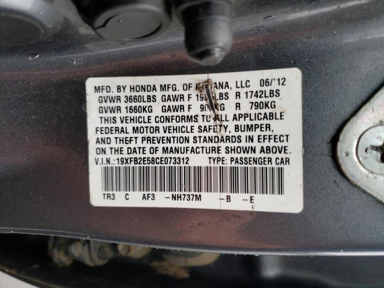 2012 HONDA CIVIC