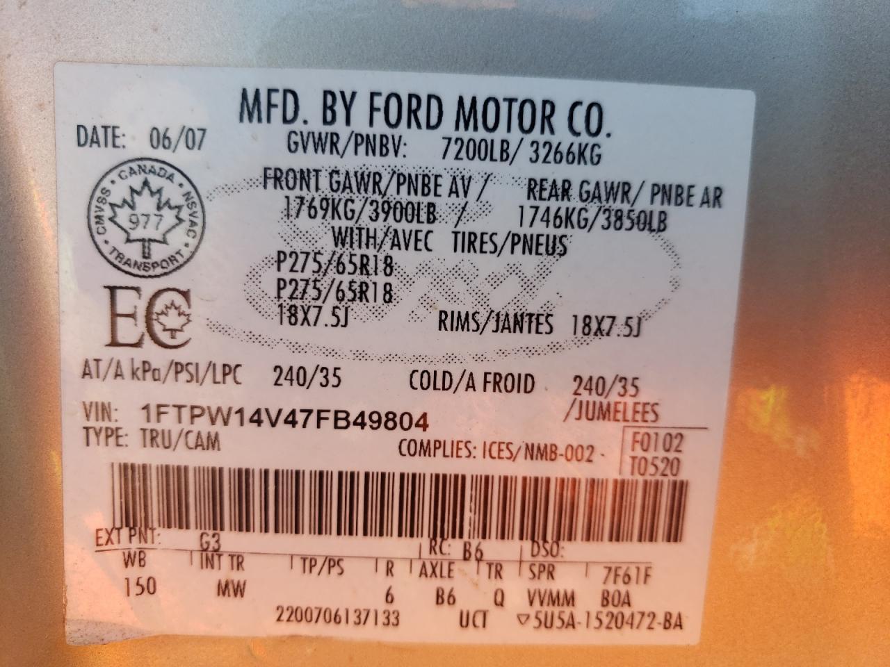 2007 FORD F-150