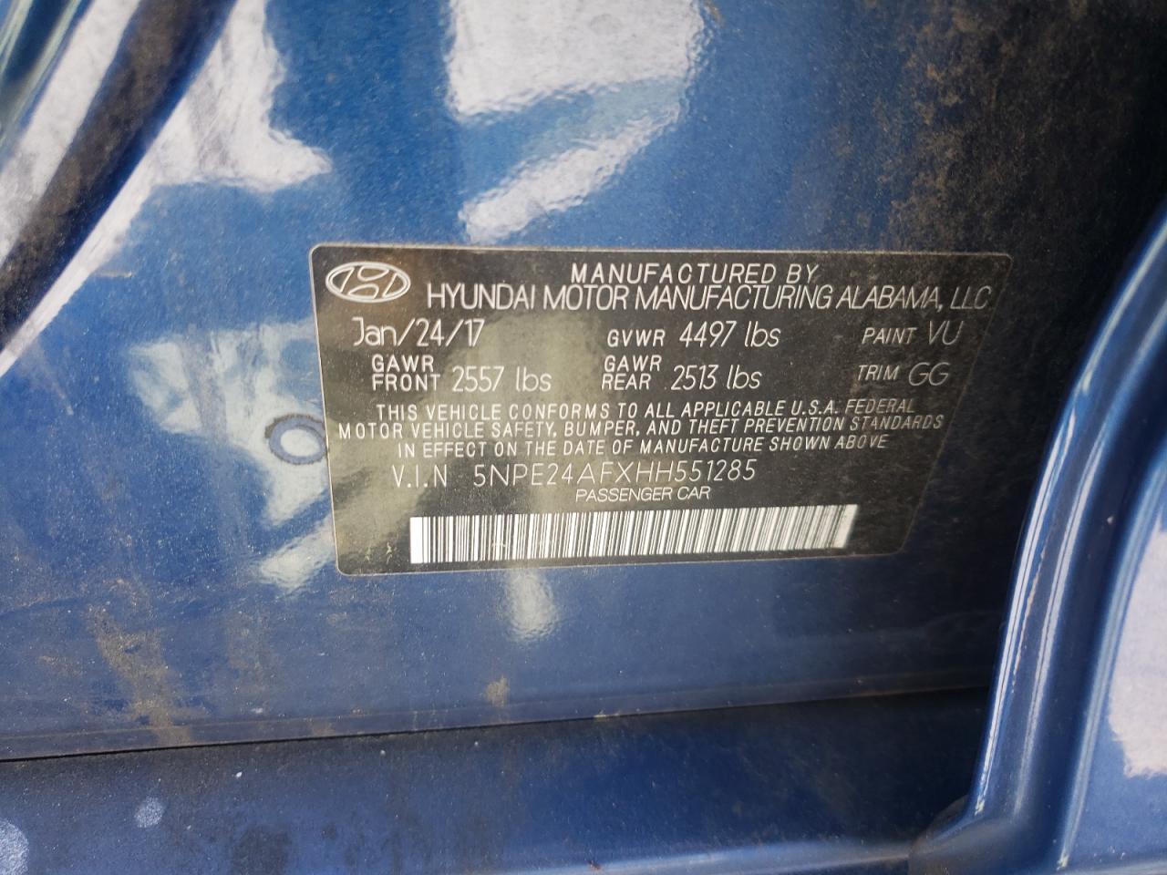 2017 HYUNDAI SONATA