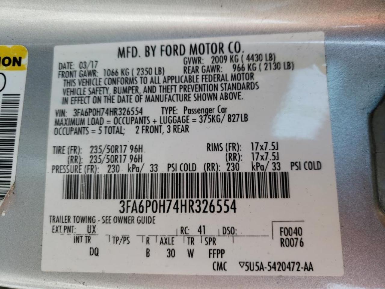 2017 FORD FUSION