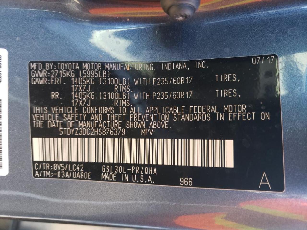 2017 TOYOTA SIENNA