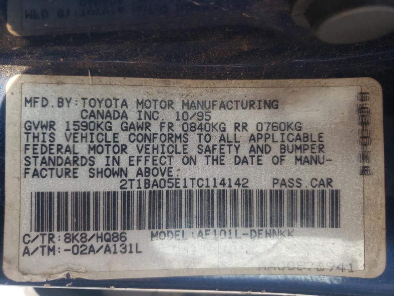 1996 TOYOTA COROLLA