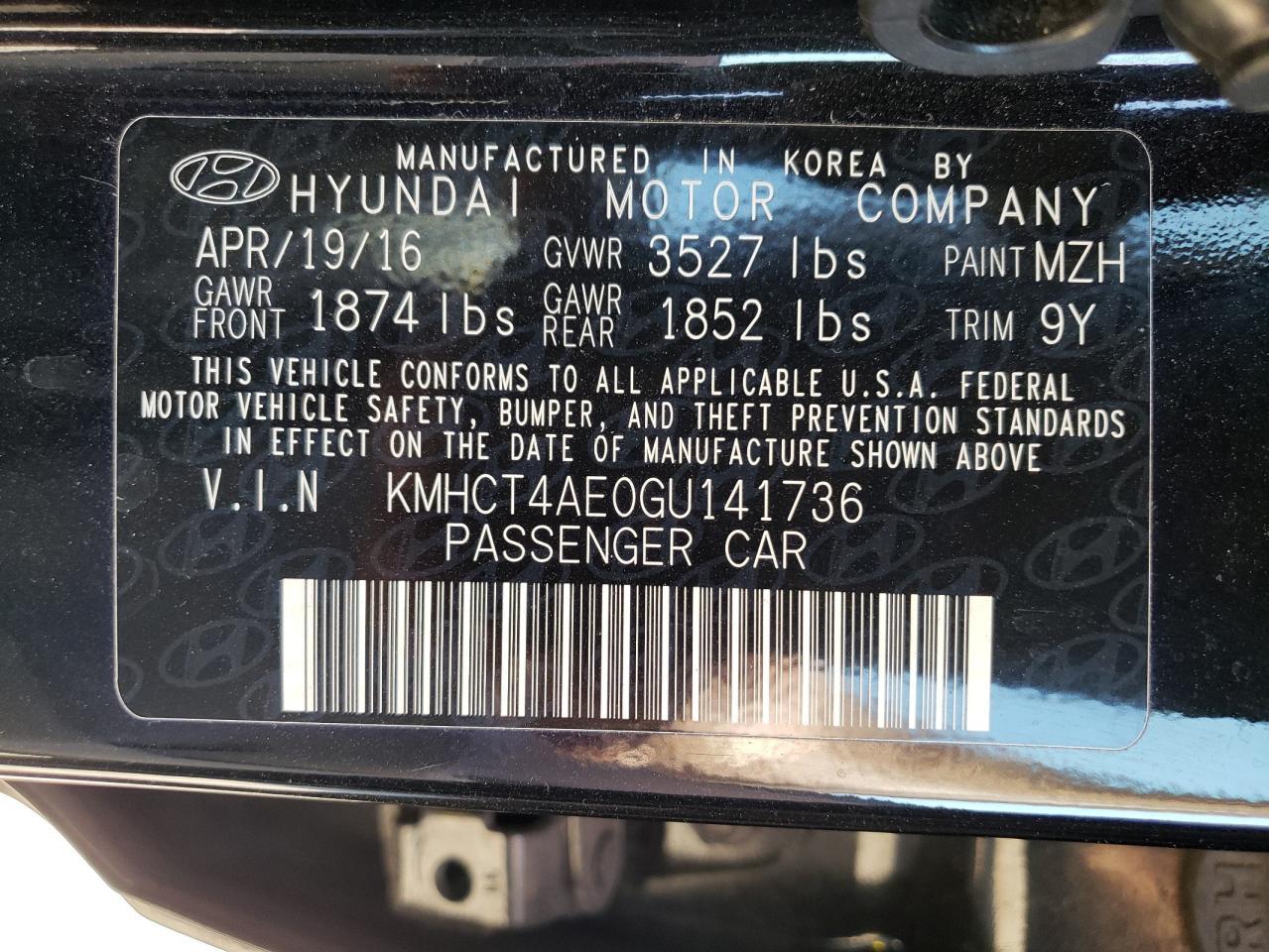 2016 HYUNDAI ACCENT
