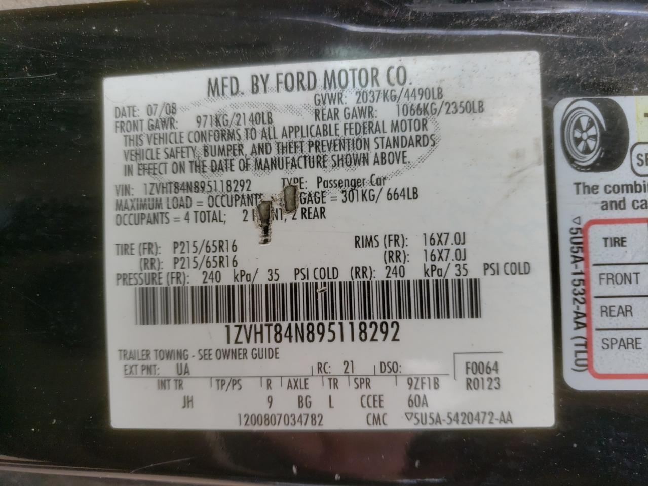 2009 FORD MUSTANG