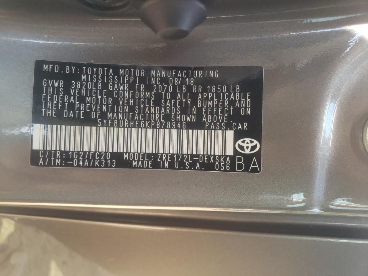 2019 TOYOTA COROLLA