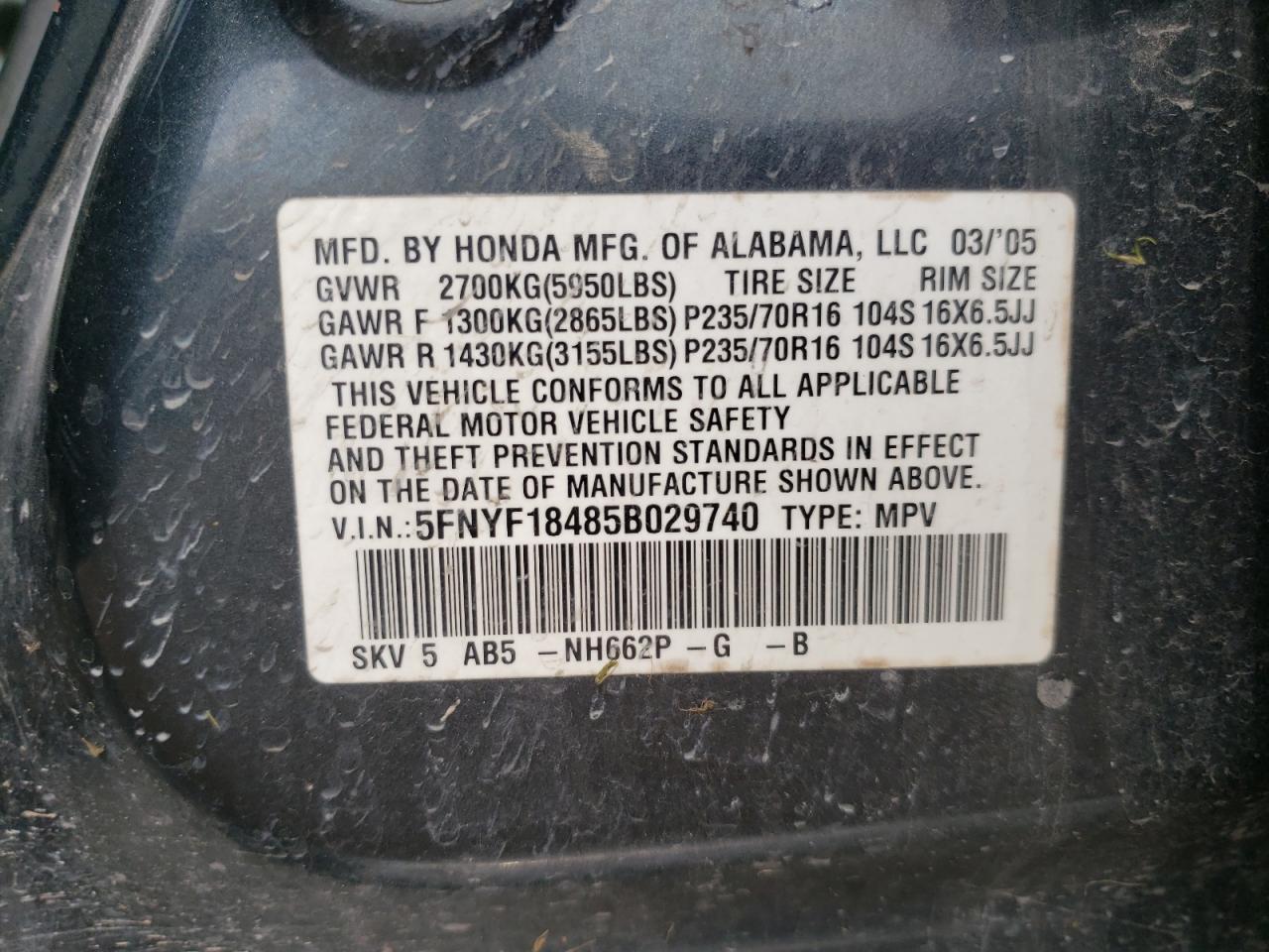 2005 HONDA PILOT