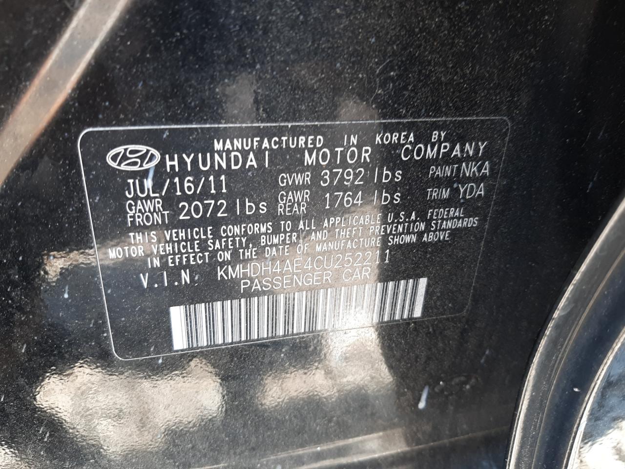 2012 HYUNDAI ELANTRA