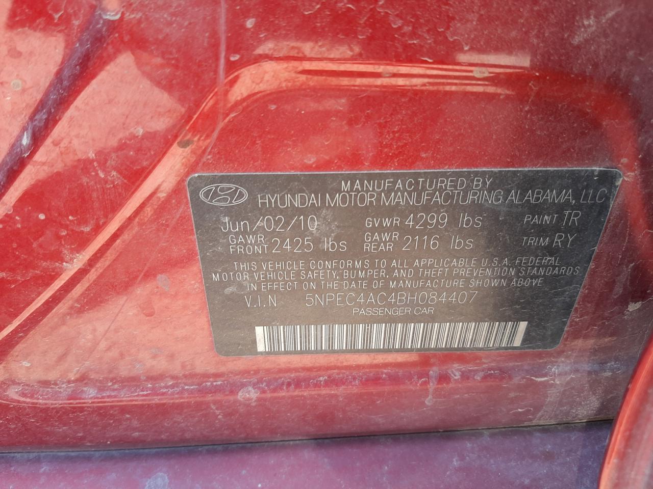 2011 HYUNDAI SONATA