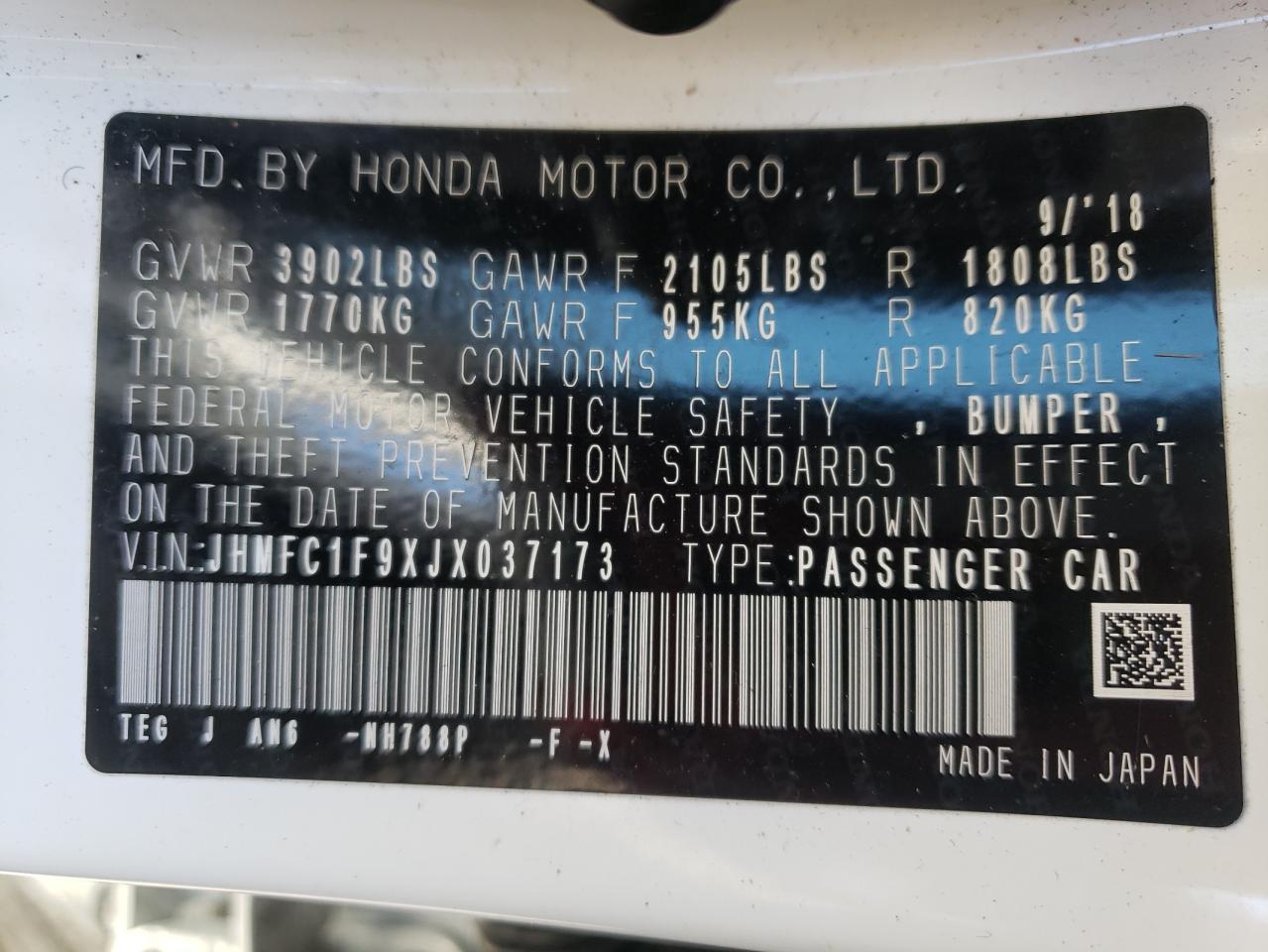 2018 HONDA CIVIC