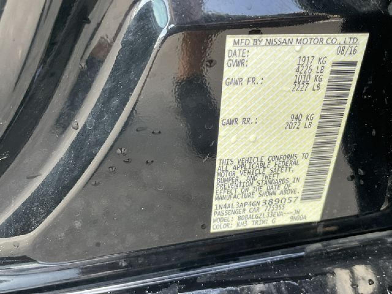 2016 NISSAN ALTIMA