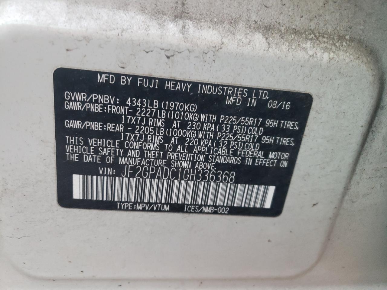 2016 SUBARU Crosstrek
