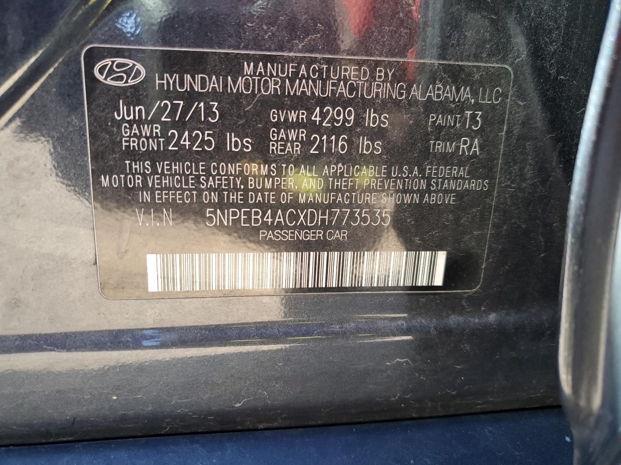 2013 HYUNDAI SONATA