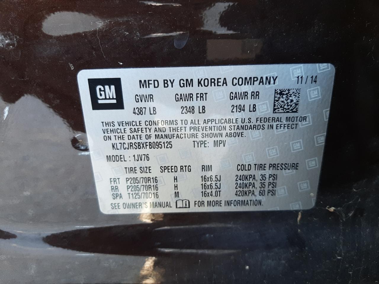 2015 CHEVROLET TRAX