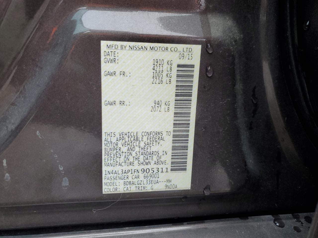 2015 NISSAN ALTIMA
