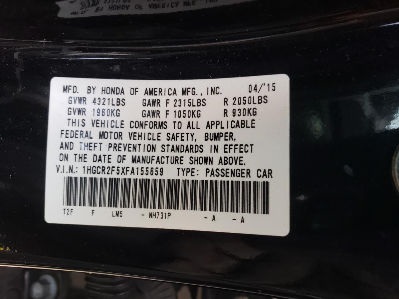 2015 HONDA ACCORD