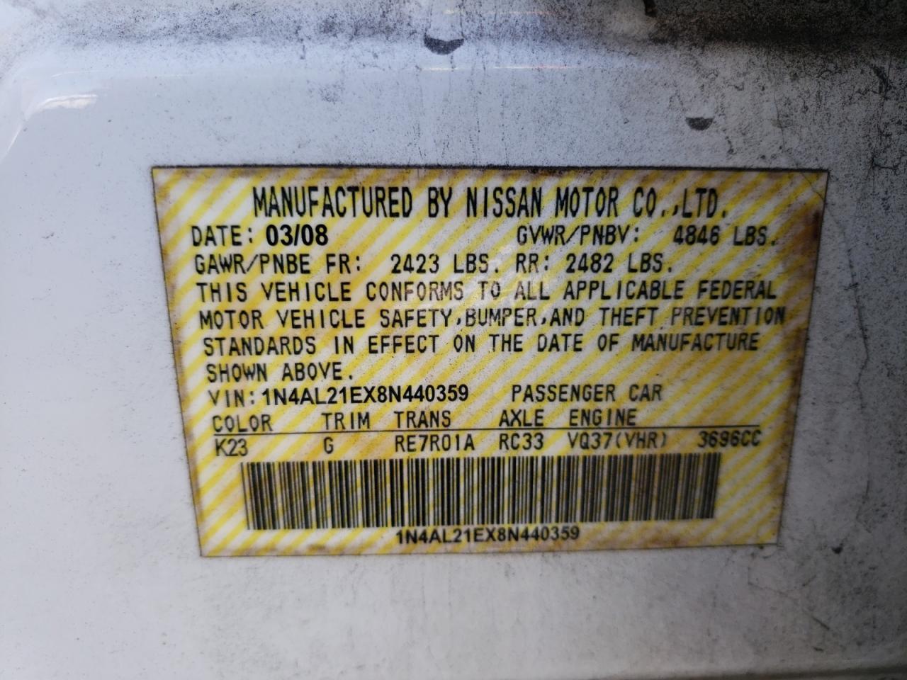 2008 NISSAN ALTIMA