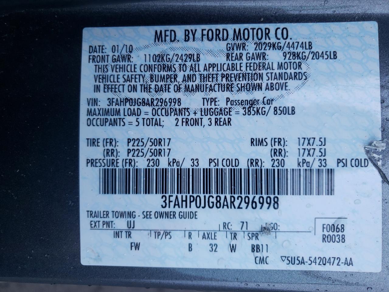 2010 FORD FUSION