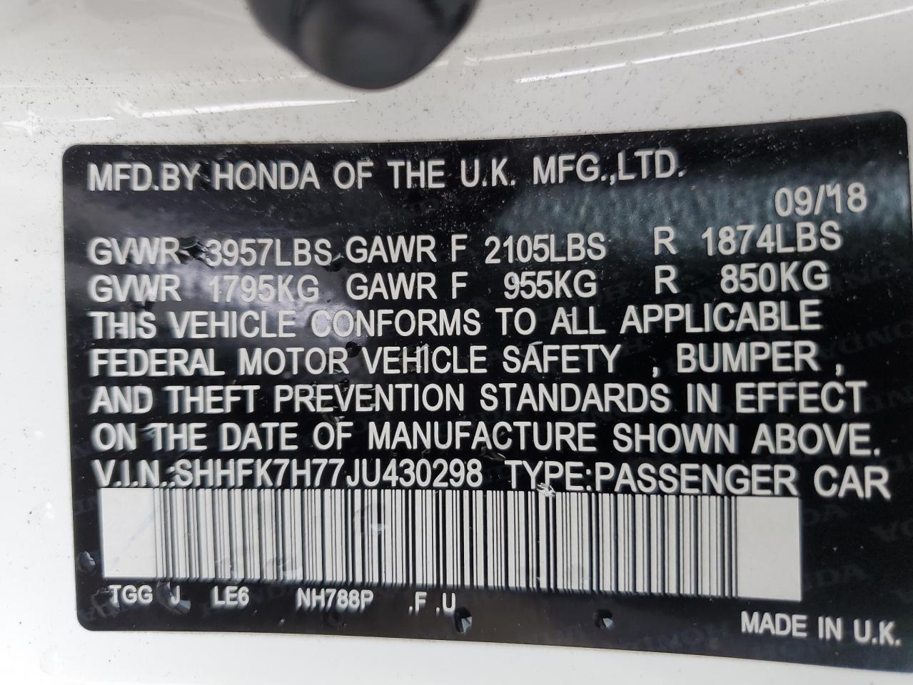 2018 HONDA CIVIC