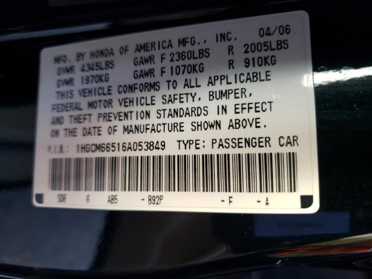 2006 HONDA ACCORD