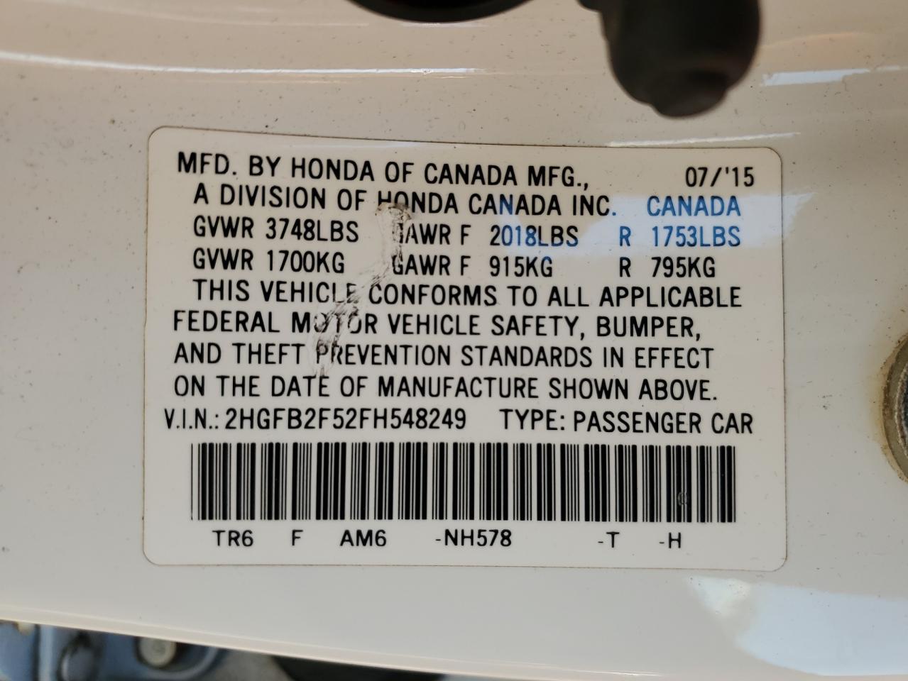 2015 HONDA CIVIC
