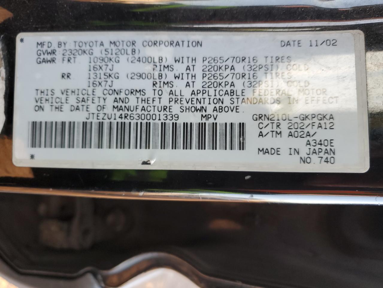 2003 TOYOTA 4Runner