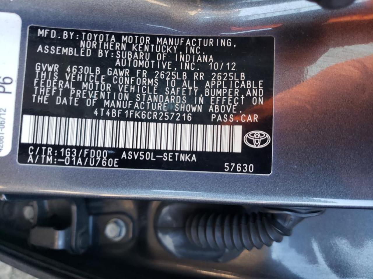2012 TOYOTA CAMRY