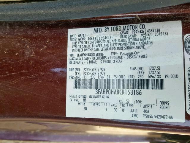 2012 FORD FUSION