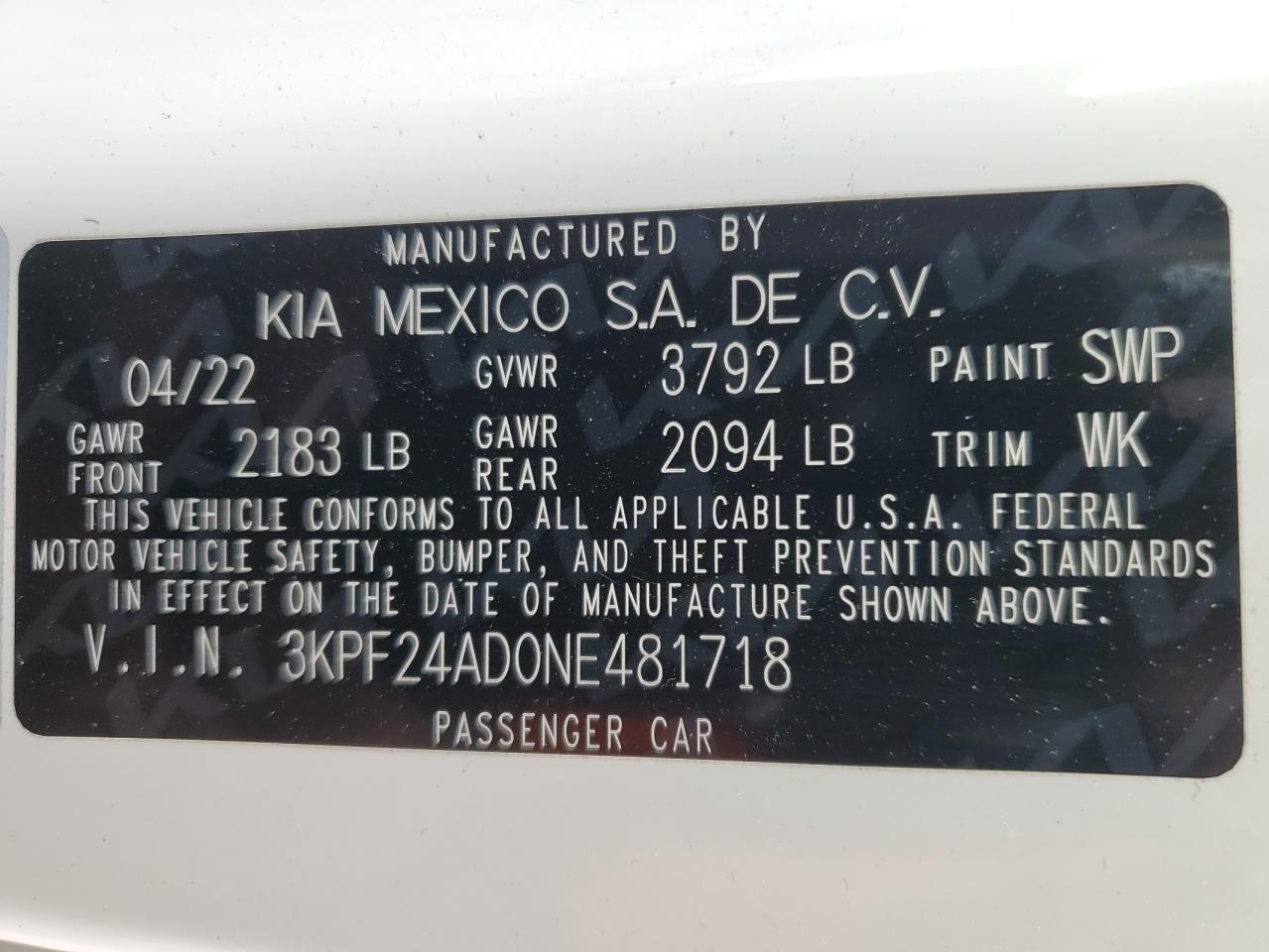 2022 KIA FORTE