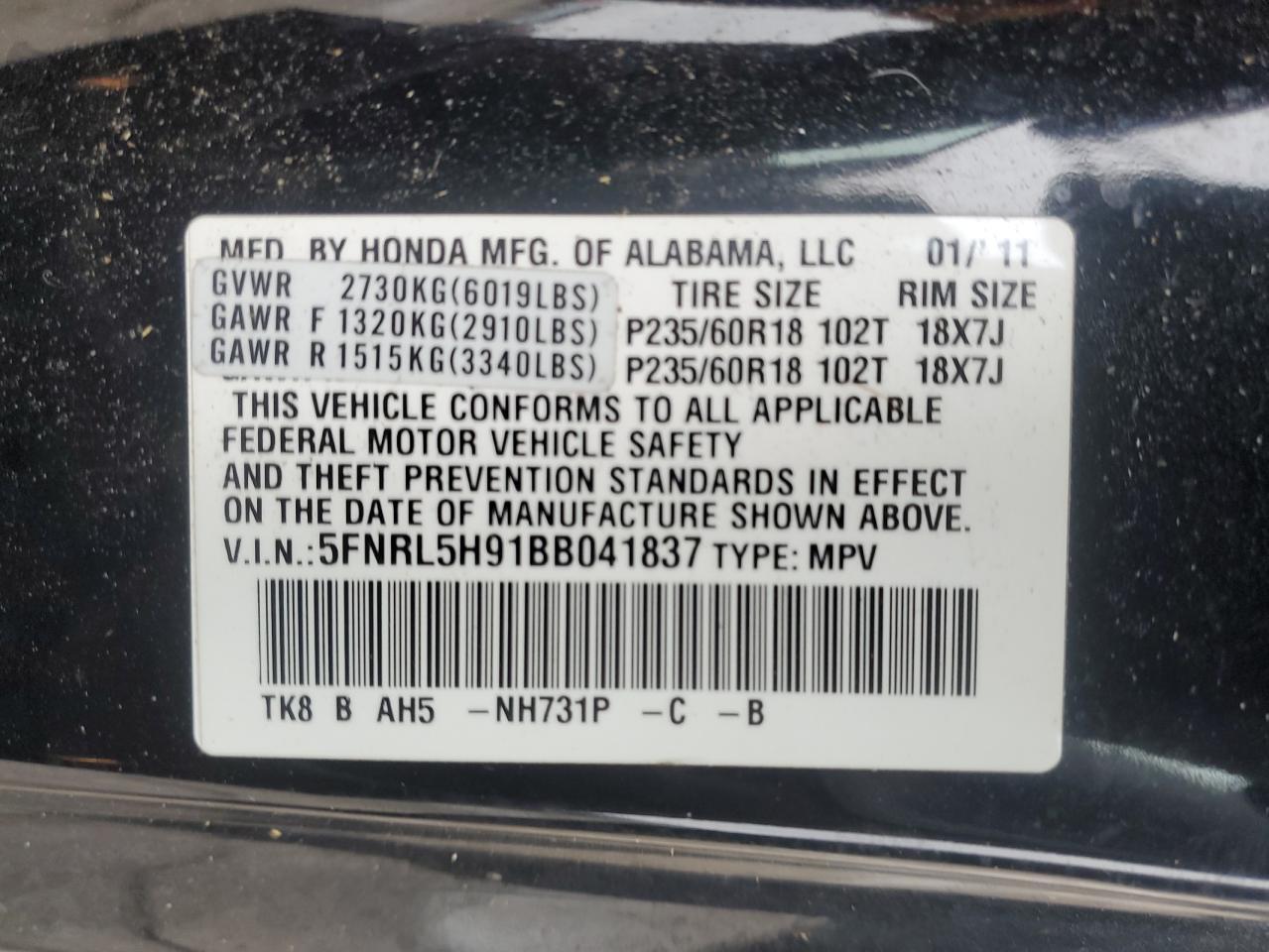 2011 HONDA ODYSSEY